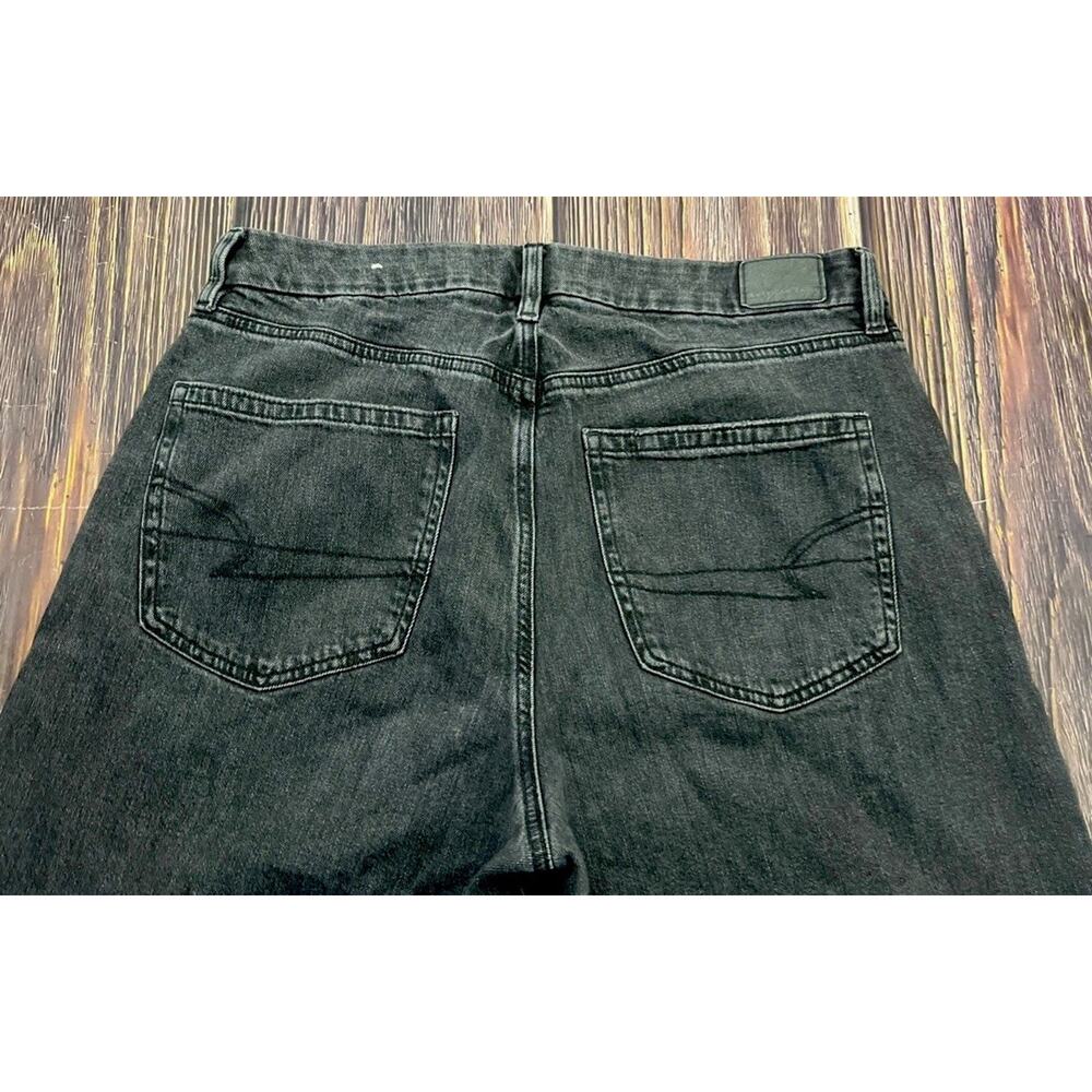 American Eagle Super High Rise Baggy Wide Leg Jeans Black Womens Size 12 Regular